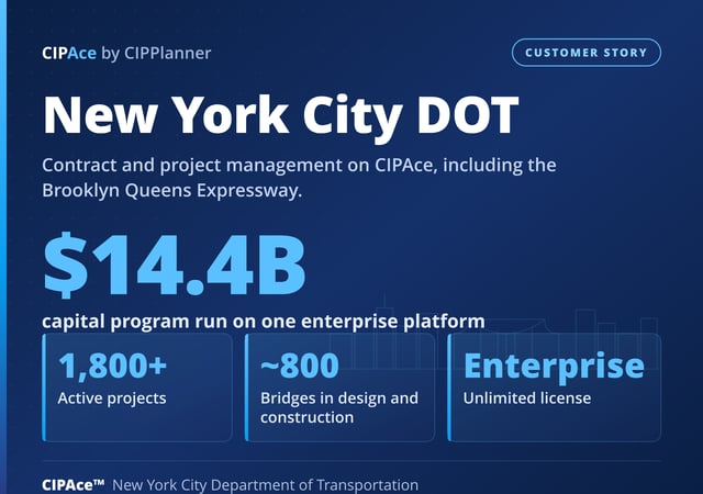 CIPAce contract and project dashboard for the NYCDOT capital program